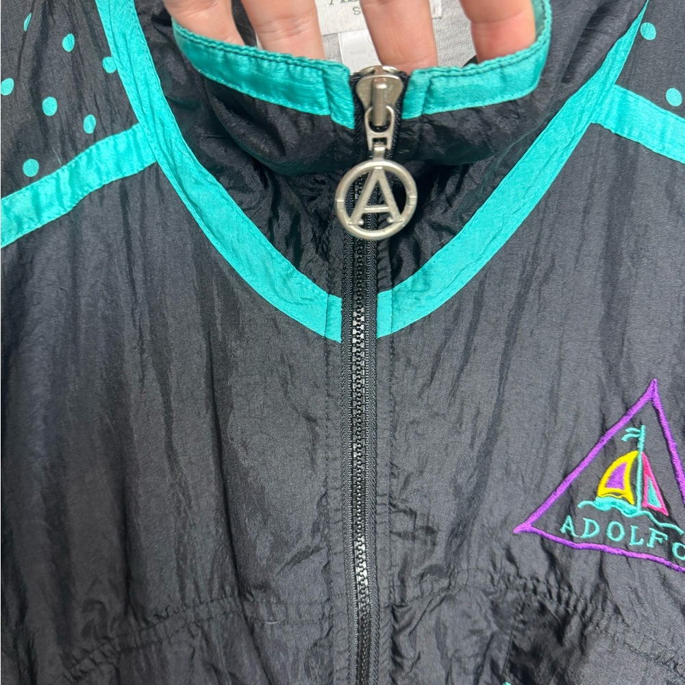 Vintage Adolfo Sport Women’s Windbreaker Jacket Large 90’s Neon Purple Full Zip - Picture 6 of 9